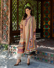 Mushq Hemline Nirvana Echoes Of Serneity Raw Silk Unstitched 3Pc Suit - Solara Crest
