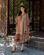 Mushq Hemline Nirvana Echoes Of Serneity Raw Silk Unstitched 3Pc Suit - Solara Crest
