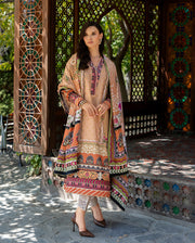 Mushq Hemline Nirvana Echoes Of Serneity Raw Silk Unstitched 3Pc Suit - Solara Crest