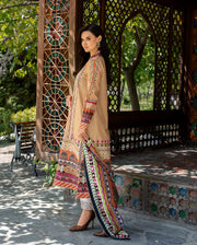 Mushq Hemline Nirvana Echoes Of Serneity Raw Silk Unstitched 3Pc Suit - Solara Crest