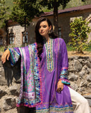 Mushq Hemline Nirvana Echoes Of Serneity Raw Silk Unstitched 3Pc Suit - Cosmic Spindle