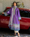 Mushq Hemline Nirvana Echoes Of Serneity Raw Silk Unstitched 3Pc Suit - Cosmic Spindle