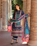 Mushq Hemline Nirvana Echoes Of Serneity Raw Silk Unstitched 3Pc Suit - Nova Bloom