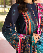 Mushq Hemline Nirvana Echoes Of Serneity Raw Silk Unstitched 3Pc Suit - Nova Bloom