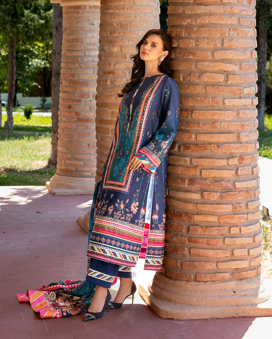 Mushq Hemline Nirvana Echoes Of Serneity Raw Silk Unstitched 3Pc Suit - Nova Bloom