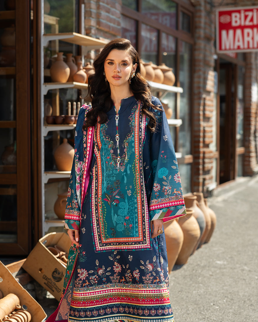Mushq Hemline Nirvana Echoes Of Serneity Raw Silk Unstitched 3Pc Suit - Nova Bloom