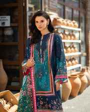 Mushq Hemline Nirvana Echoes Of Serneity Raw Silk Unstitched 3Pc Suit - Nova Bloom