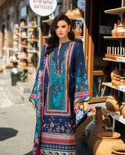 Mushq Hemline Nirvana Echoes Of Serneity Raw Silk Unstitched 3Pc Suit - Nova Bloom
