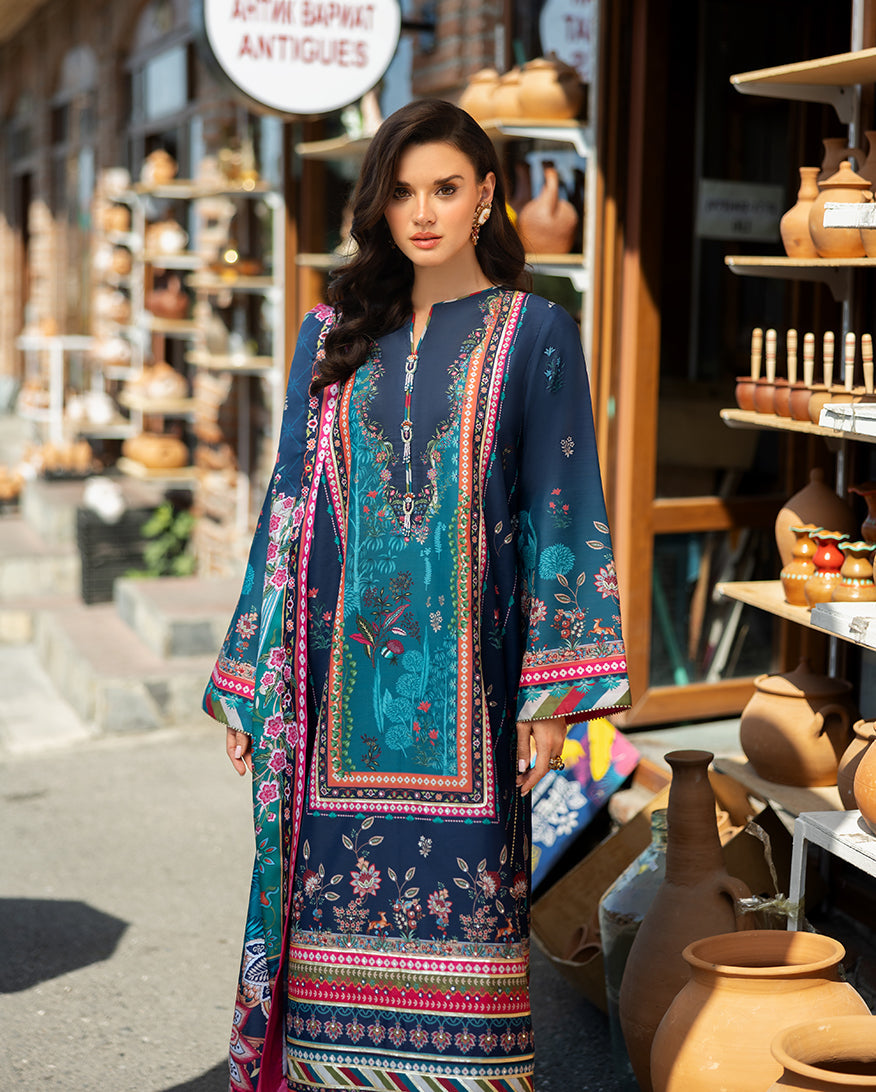 Mushq Hemline Nirvana Echoes Of Serneity Raw Silk Unstitched 3Pc Suit - Nova Bloom