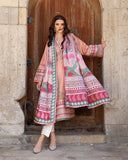 Mushq Hemline Nirvana Echoes Of Serneity Raw Silk Unstitched 3Pc Suit - Pulsar Petal