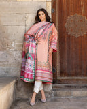 Mushq Hemline Nirvana Echoes Of Serneity Raw Silk Unstitched 3Pc Suit - Pulsar Petal