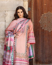 Mushq Hemline Nirvana Echoes Of Serneity Raw Silk Unstitched 3Pc Suit - Pulsar Petal