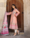 Mushq Hemline Nirvana Echoes Of Serneity Raw Silk Unstitched 3Pc Suit - Pulsar Petal
