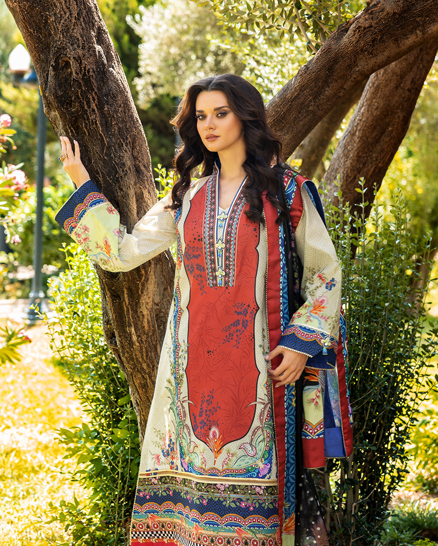 Mushq Hemline Nirvana Echoes Of Serneity Raw Silk Unstitched 3Pc Suit - Ethereal Gleam