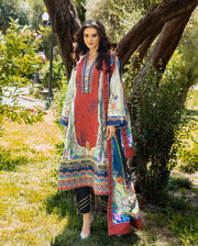 Mushq Hemline Nirvana Echoes Of Serneity Raw Silk Unstitched 3Pc Suit - Ethereal Gleam