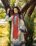 Mushq Hemline Nirvana Echoes Of Serneity Raw Silk Unstitched 3Pc Suit - Ethereal Gleam