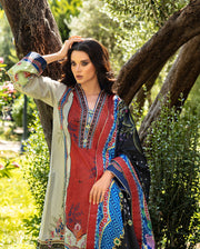 Mushq Hemline Nirvana Echoes Of Serneity Raw Silk Unstitched 3Pc Suit - Ethereal Gleam