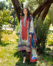 Mushq Hemline Nirvana Echoes Of Serneity Raw Silk Unstitched 3Pc Suit - Ethereal Gleam