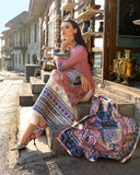 Mushq Hemline Nirvana Echoes Of Serneity Raw Silk Unstitched 3Pc Suit - Meridian Bloom