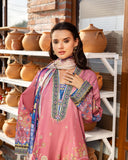 Mushq Hemline Nirvana Echoes Of Serneity Raw Silk Unstitched 3Pc Suit - Meridian Bloom