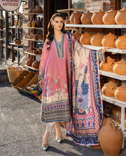 Mushq Hemline Nirvana Echoes Of Serneity Raw Silk Unstitched 3Pc Suit - Meridian Bloom