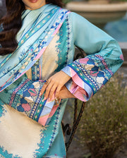 Mushq Hemline Nirvana Echoes Of Serneity Raw Silk Unstitched 3Pc Suit - Seraphic Dust