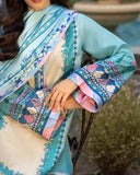 Mushq Hemline Nirvana Echoes Of Serneity Raw Silk Unstitched 3Pc Suit - Seraphic Dust