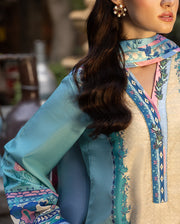 Mushq Hemline Nirvana Echoes Of Serneity Raw Silk Unstitched 3Pc Suit - Seraphic Dust