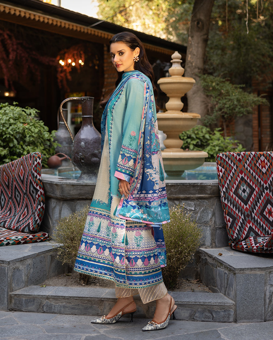 Mushq Hemline Nirvana Echoes Of Serneity Raw Silk Unstitched 3Pc Suit - Seraphic Dust