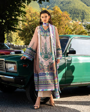 Mushq Hemline Nirvana Echoes Of Serneity Raw Silk Unstitched 3Pc Suit - Aurora Echo