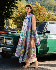 Mushq Hemline Nirvana Echoes Of Serneity Raw Silk Unstitched 3Pc Suit - Aurora Echo