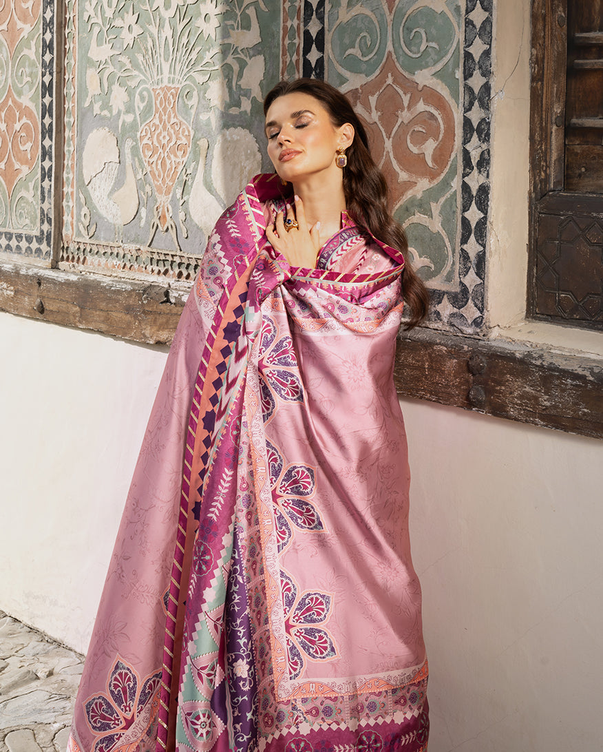 Mushq Hemline Nirvana Echoes Of Serneity Raw Silk Unstitched 3Pc Suit - Stella Song