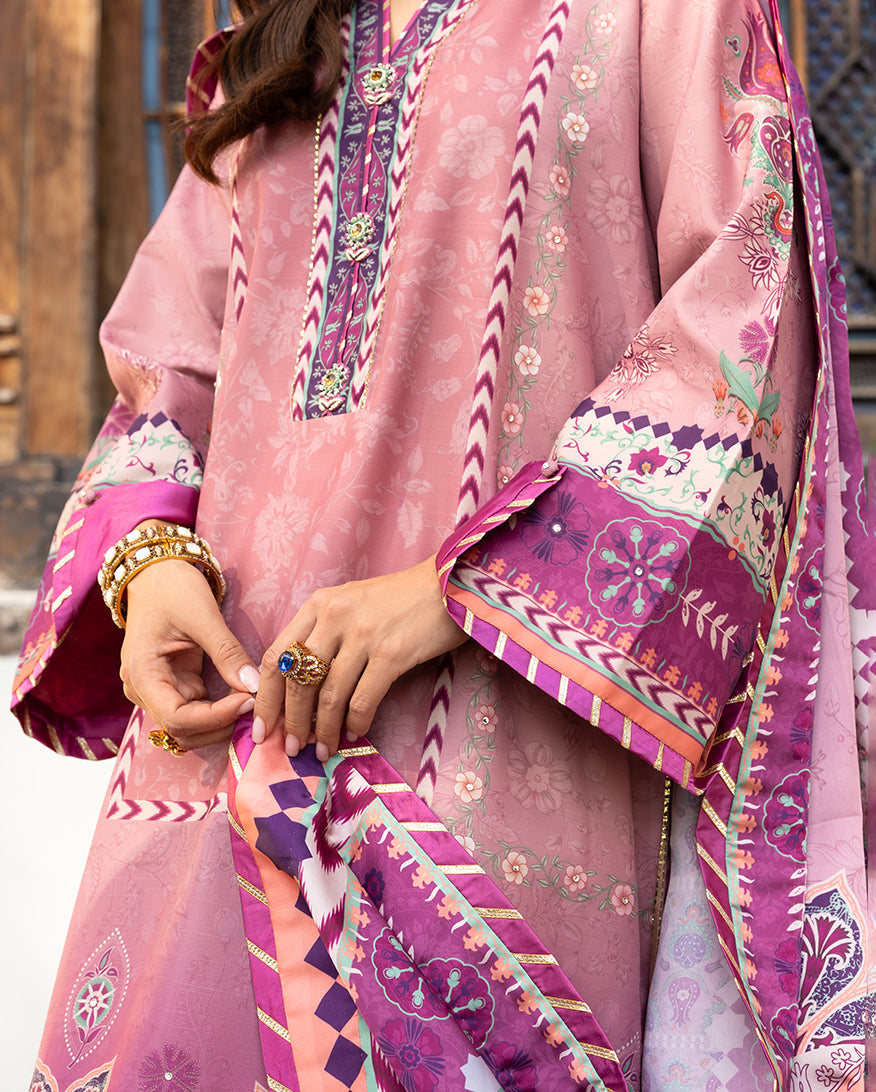 Mushq Hemline Nirvana Echoes Of Serneity Raw Silk Unstitched 3Pc Suit - Stella Song