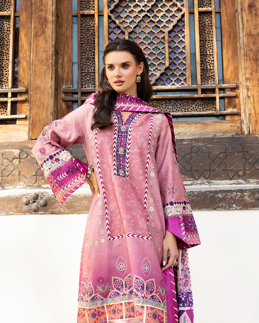 Mushq Hemline Nirvana Echoes Of Serneity Raw Silk Unstitched 3Pc Suit - Stella Song
