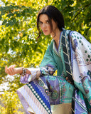 Mushq Hemline Nirvana Echoes Of Serneity Raw Silk Unstitched 3Pc Suit - Lunar Dew