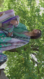 Mushq Hemline Nirvana Echoes Of Serneity Raw Silk Unstitched 3Pc Suit - Lunar Dew