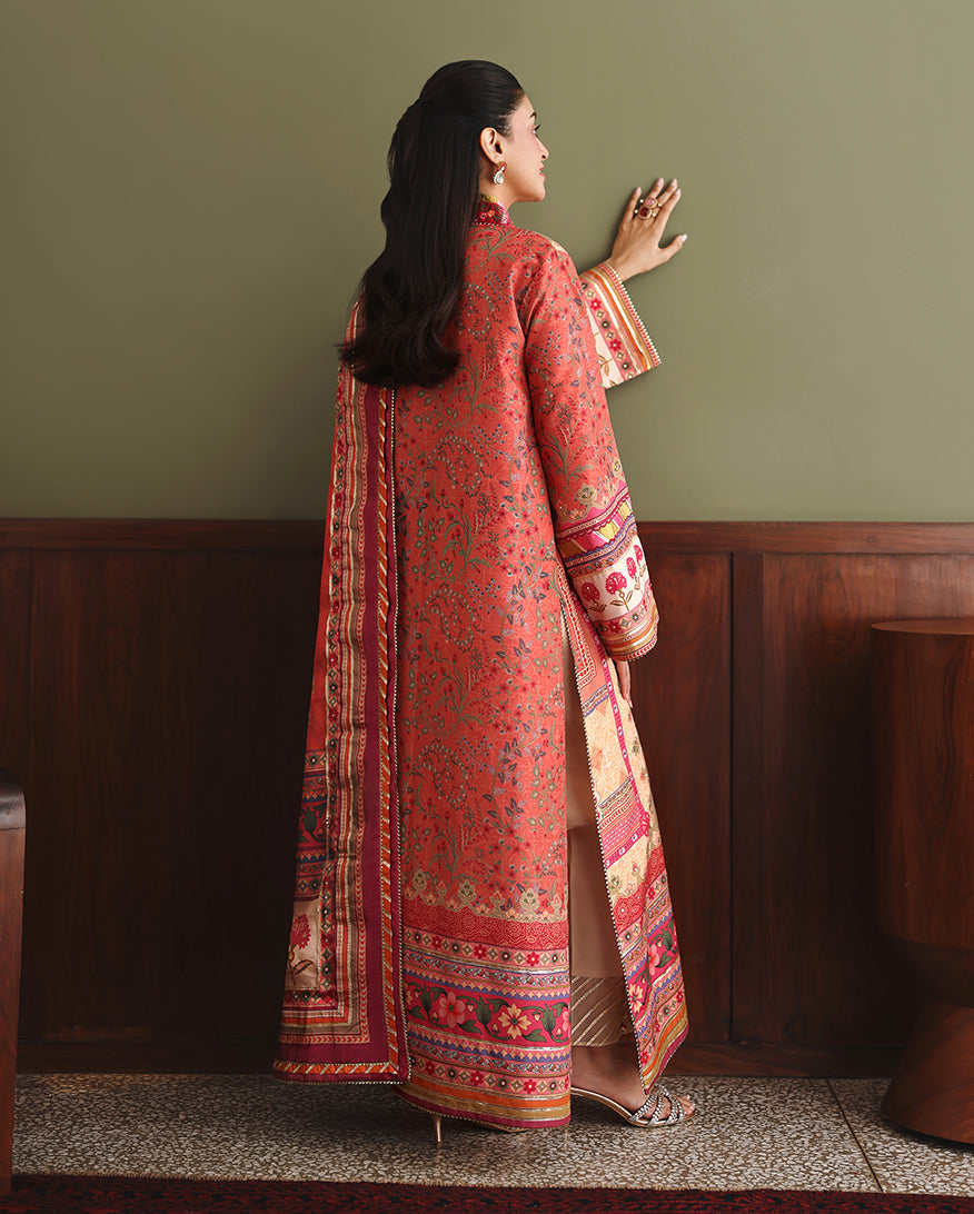 Mushq Nirvana Embroidered Raw Silk Unstitched 3Pc Suit D-04 Rose Mood