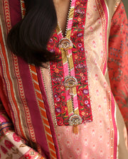 Mushq Nirvana Embroidered Raw Silk Unstitched 3Pc Suit D-04 Rose Mood
