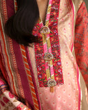 Mushq Nirvana Embroidered Raw Silk Unstitched 3Pc Suit D-04 Rose Mood