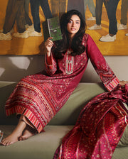 Mushq Nirvana Embroidered Raw Silk Unstitched 3Pc Suit D-06 Soft Spotlight