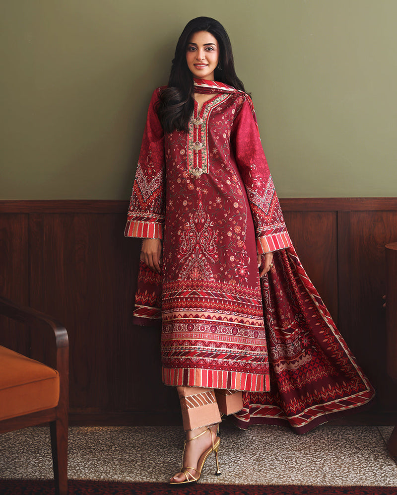 Mushq Nirvana Embroidered Raw Silk Unstitched 3Pc Suit D-06 Soft Spotlight