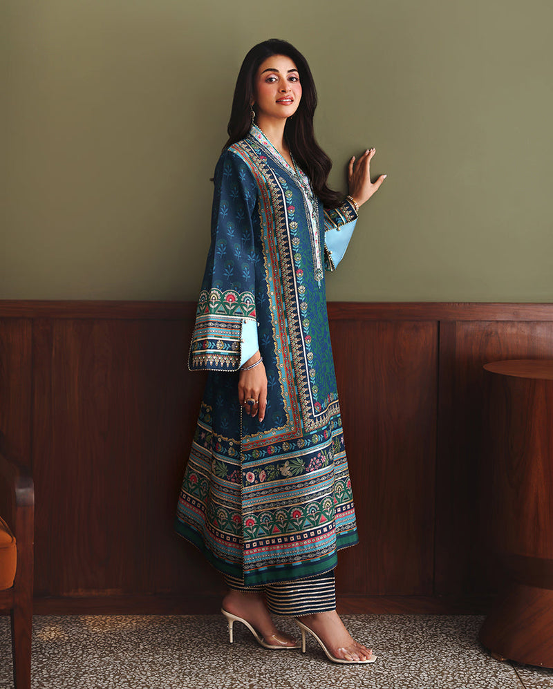 Mushq Nirvana Embroidered Raw Silk Unstitched 3Pc Suit D-07 Scene Stealer