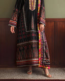 Mushq Nirvana Embroidered Raw Silk Unstitched 3Pc Suit D-08 Star off Duty
