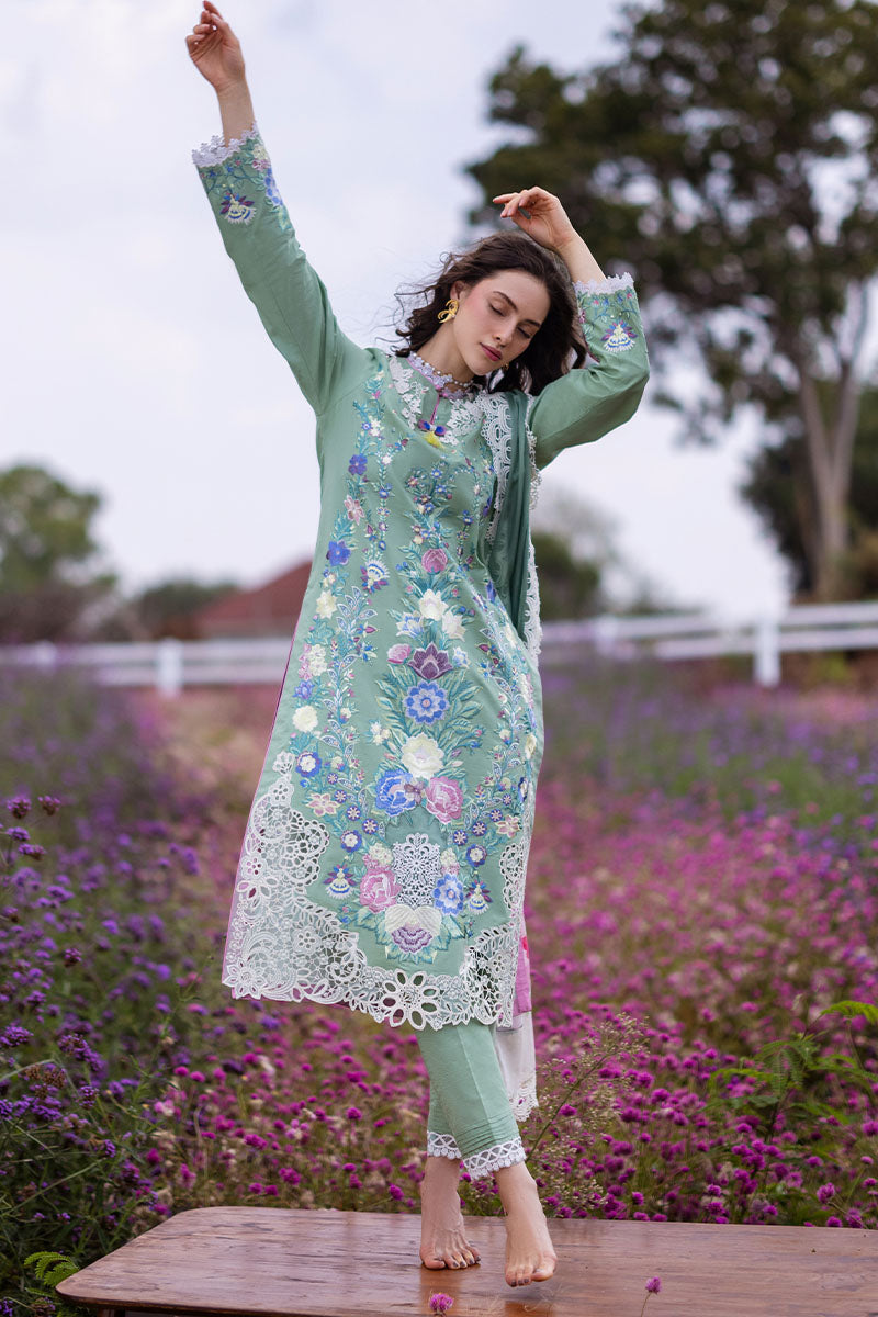 Mushq Hemline The Secerat Garden Unstitched Lawn 3Pc Suit HML24-2A Brimstone