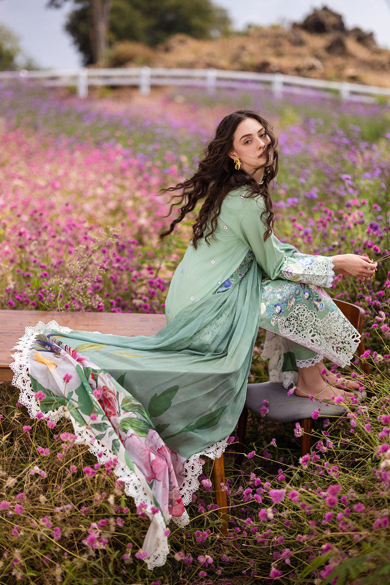 Mushq Hemline The Secerat Garden Unstitched Lawn 3Pc Suit HML24-2A Brimstone