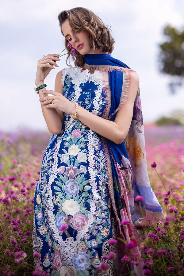 Mushq Hemline The Secerat Garden Unstitched Lawn 3Pc Suit HML24-2B Blu Mushq Hemline The Secerat Garden Unstitched Lawn 3Pc Suit HML24-2B Blu