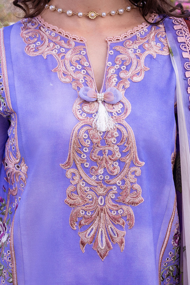 Mushq Hemline The Secerat Garden Unstitched Lawn 3Pc Suit HML24-5A Purple Emperor