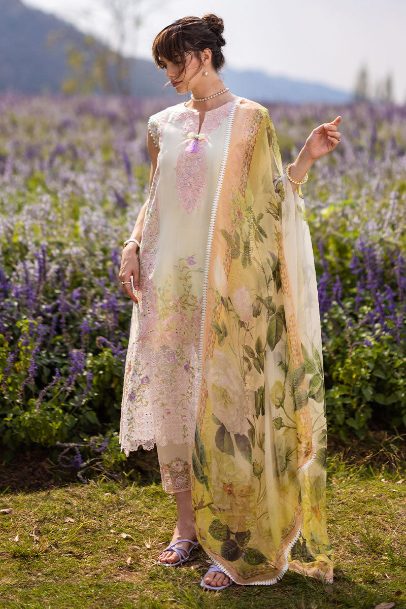 Mushq Hemline The Secerat Garden Unstitched Lawn 3Pc Suit HML24-5B Serenity