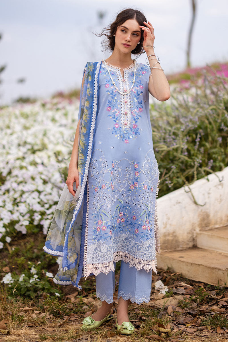 Mushq Hemline The Secerat Garden Unstitched Lawn 3Pc Suit HML24-8A Myosotis