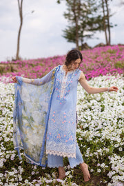 Mushq Hemline The Secerat Garden Unstitched Lawn 3Pc Suit HML24-8A Myosotis